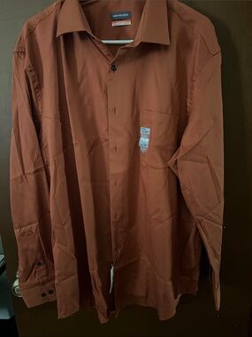 Van Heusen Men's Rust Shirt with Chest Pocket
